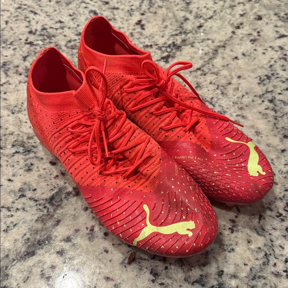 Puma Red Soccer Shoes with Yellow Accents. Women’s Size 7. Like new.